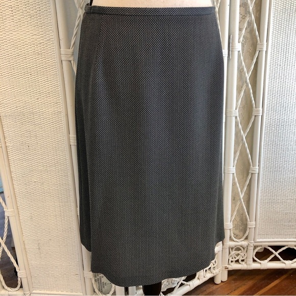 Vintage 90s A-Line Skirt Black w/ White Pin Dot Pattern JH Collectibles size 16 - Picture 3 of 16